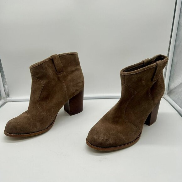 Splendid Lakota Suede Leather Boots Women 11 Brown Taupe Stack Heel Western - Picture 7 of 15